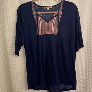 Navy and tribal blouse